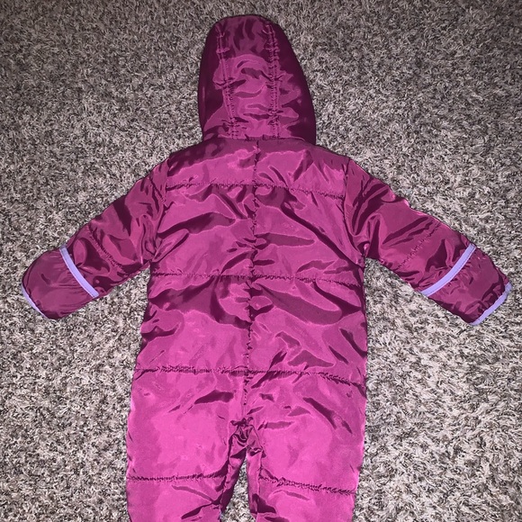 Pink Platinum purple puffer snow suit size 6-9 months - Picture 3 of 3